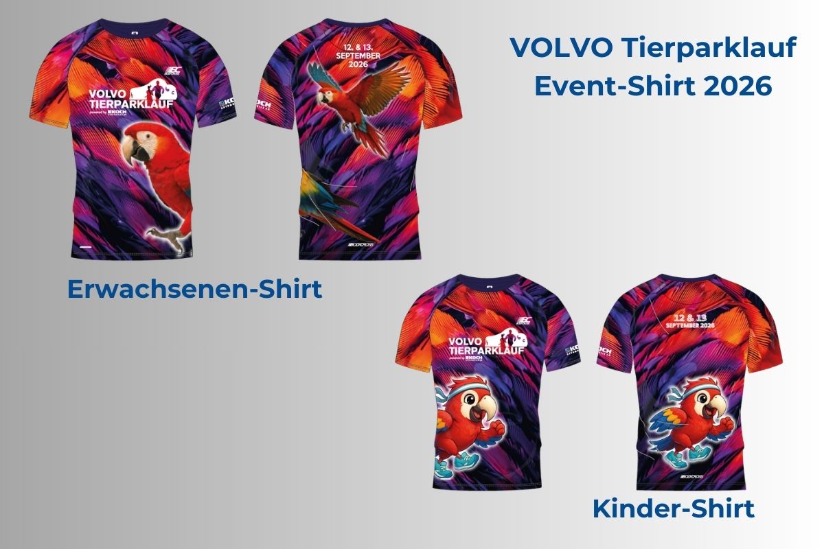 Der Ara ist das Lauf-Tier des VOLVO Tierparklaufs 2026